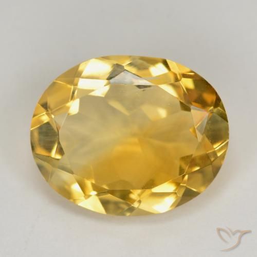 3.42 ct Golden Citrine Gemstone, Citrine Gem in Oval Facet Shape for Sale.