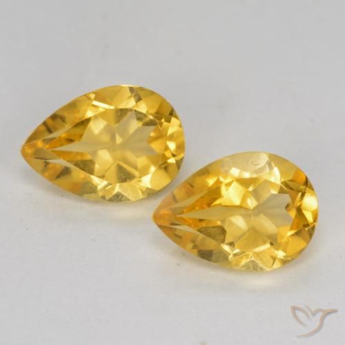 1.39ctw Natural Medium-Dark Golden Citrine, Pear Shape, VS