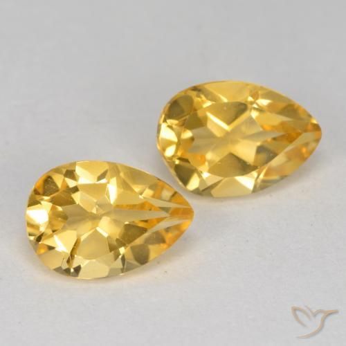 1.39 ctw Golden Citrine Stones, Natural Citrine in Pear Facet Shape for Sale