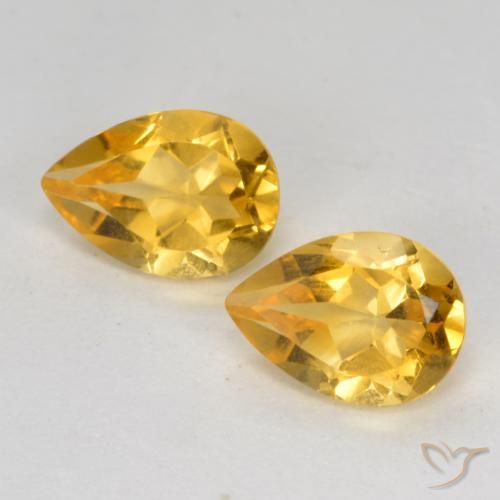 1.30ctw Natural Deep Golden Orange Citrine, Pear Shape, VS