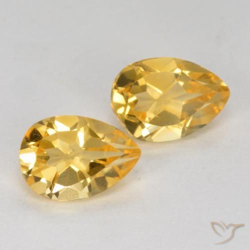 1.30 ctw Golden Citrine Stones, Natural Citrine in Pear Facet Shape for Sale