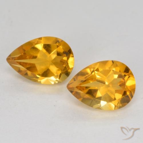 1.40ctw Natural Dark Orange-Gold Citrine, Pear Shape, VS