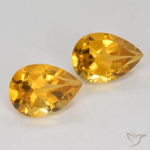 1.40 ctw Golden Citrine Stones, Natural Citrine in Pear Facet Shape for Sale