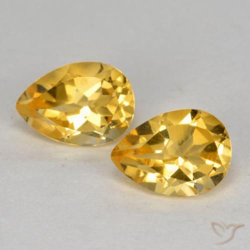 1.48ctw Natural Medium-Dark Golden Citrine, Pear Shape, VS