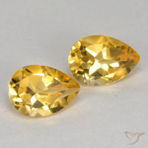 1.48 ctw Golden Citrine Stones, Natural Citrine in Pear Facet Shape for Sale
