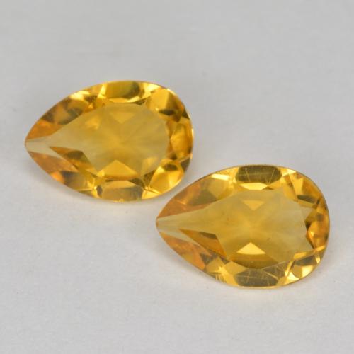 2 Stück birnenschliff goldener Citrin in der Größe 7,2 x 5,1mm, Gewicht 1,2 gesamt / durchschn. Je 0,6 ct, Dunkelgolden in VS Reinheit, Natürlicher Edelstein, Mohs-Härte 7 Geeignet für den täglichen Gebrauch im Schmuck , Jahr des Hahn-Edelsteins, Photo A