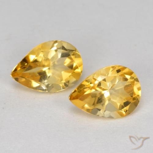 1.22 ct Yellow Citrine, 7 x 4.8 mm Pear Cut From Brazil, Photo A