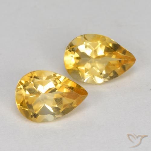 1.22 ctw Golden Citrine Stones, Natural Citrine in Pear Facet Shape for Sale
