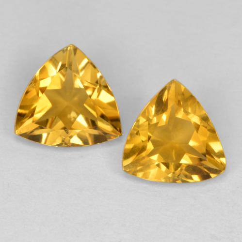 Deep Golden Orange Citrine Gem - 0.8ct Trillion Facet (ID: 566187)