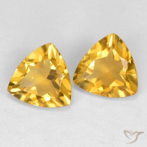 1.91 ctw Golden Citrine Stones, Natural Citrine in Trillion Facet Shape for Sale