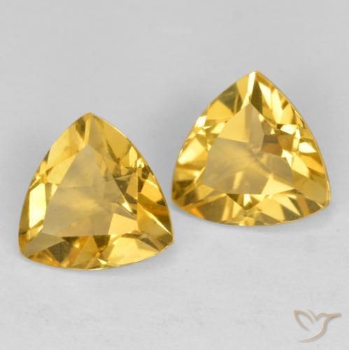 2.01 ctw Golden Citrine Stones, Natural Citrine in Trillion Facet Shape for Sale