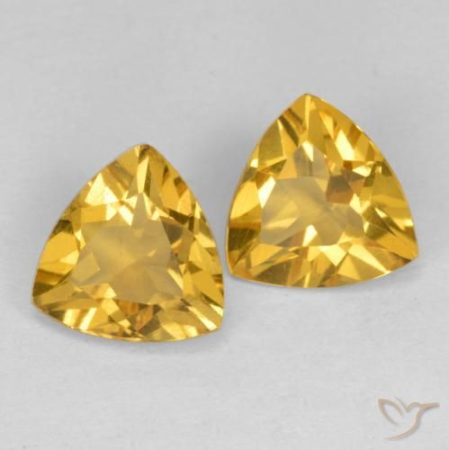 1.82 ctw Golden Citrine Stones, Natural Citrine in Trillion Facet Shape for Sale