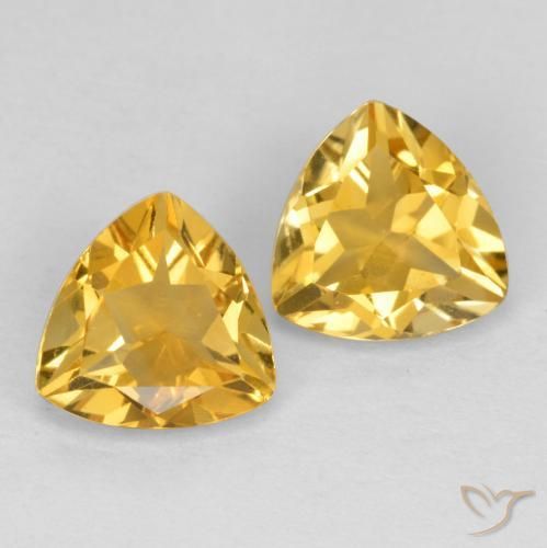 1.99 ct Yellow Citrine, 7 x 7 mm Trillion Cut From Brazil, Photo A