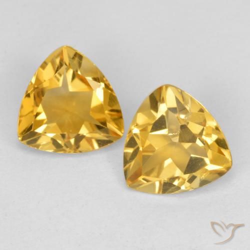 1.99 ctw Golden Citrine Stones, Natural Citrine in Trillion Facet Shape for Sale