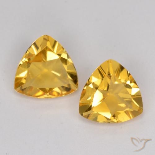 1.87 ctw Golden Citrine Stones, Natural Citrine in Trillion Facet Shape for Sale