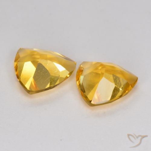 Citrine Gemstones in 7 x 7 mm (calibrated) Size for Sale, Citrine Stones in Medium Gold Color
