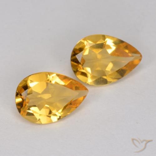 1.10 ctw Golden Citrine Stones, Natural Citrine in Pear Facet Shape for Sale