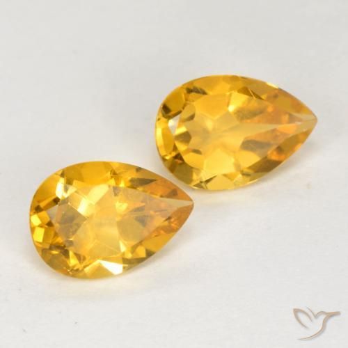 1.26 ctw Golden Citrine Stones, Natural Citrine in Pear Facet Shape for Sale