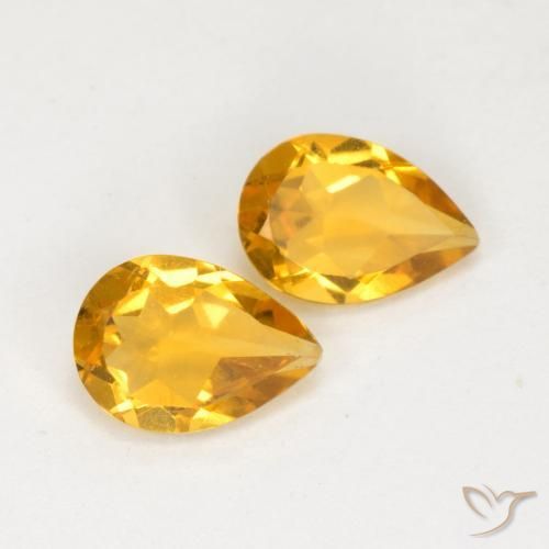 1.17 ctw Golden Citrine Stones, Natural Citrine in Pear Facet Shape for Sale