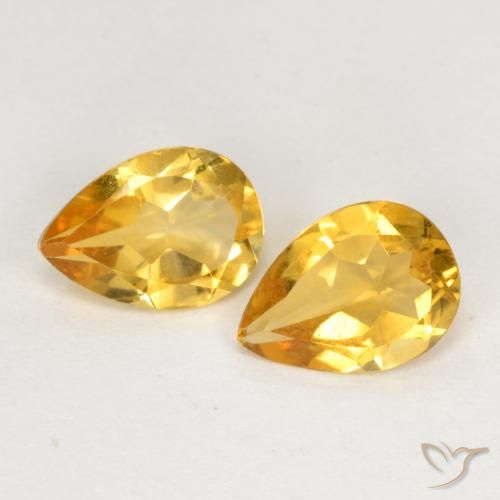 1.1 ct Yellow Citrine, 7 x 5 mm Pear Cut From Brazil, Photo A