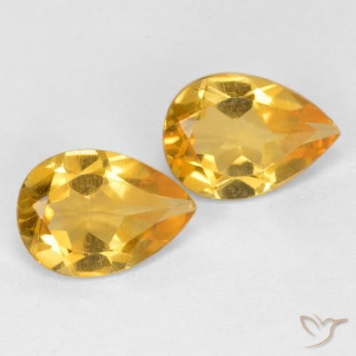 1.14 ctw Golden Citrine Stones, Natural Citrine in Pear Facet Shape for Sale
