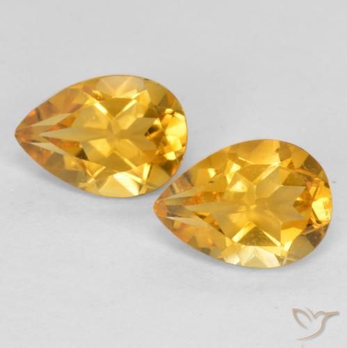 1.31ctw Natural Deep Golden Orange Citrine, Pear Shape, VS