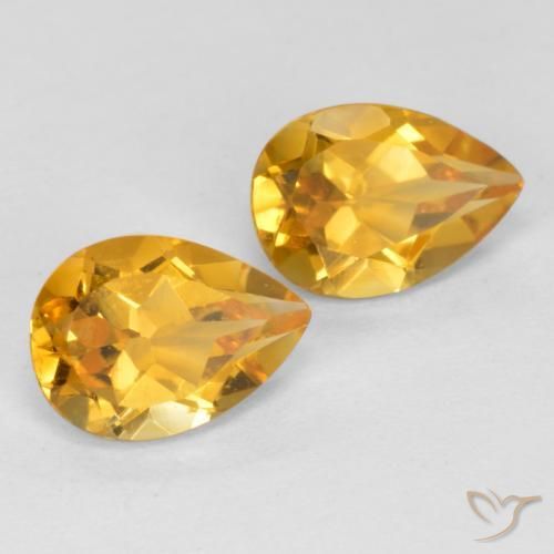 1.31 ctw Golden Citrine Stones, Natural Citrine in Pear Facet Shape for Sale