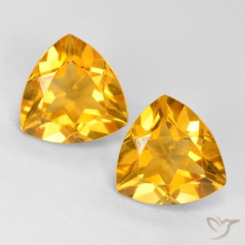 Dark Golden Citrine Gem - 1.2ct Trillion Facet (ID: 567393)