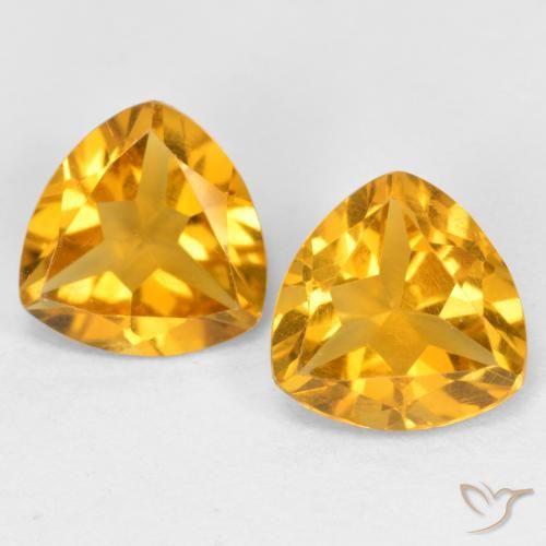 2.03 ct Yellow Citrine, 7 x 7 mm Trillion Cut From Brazil, Photo A