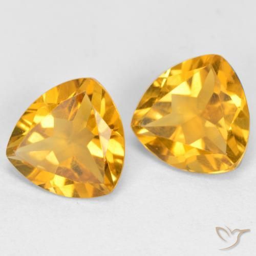 2.03 ctw Golden Citrine Stones, Natural Citrine in Trillion Facet Shape for Sale