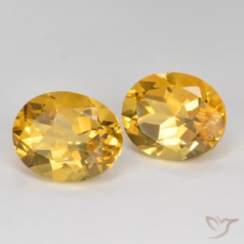 7.66 ctw Golden Citrine Stones, Natural Citrine in Oval Facet Shape for Sale