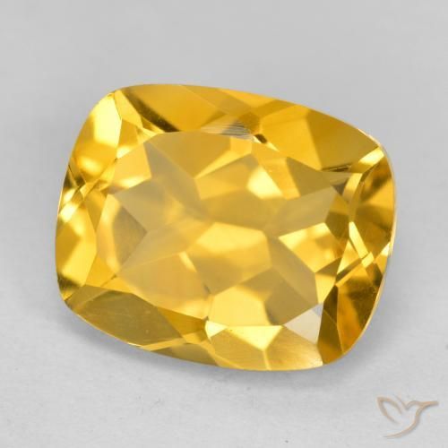 3.66 ct Golden Citrine Stone, Natural Citrine in Cushion-Cut Shape for Sale
