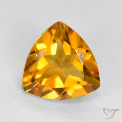 1.16ct Natural Deep Orange-Gold Citrine, Trillion, VVS-VS