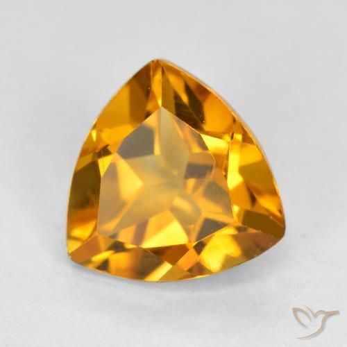 1.16 ct Golden Citrine Stone, Natural Citrine in Trillion Facet Shape for Sale