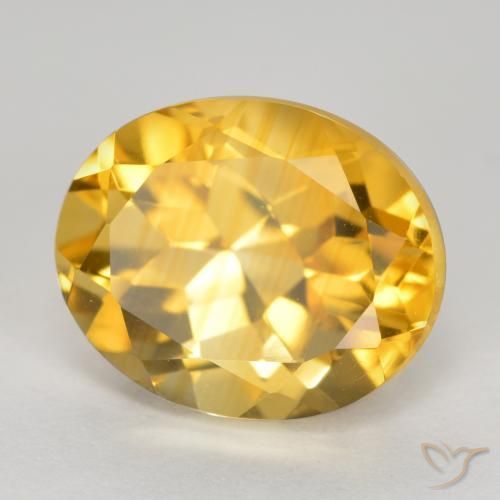 4.11 ct Golden Citrine Stone, Natural Citrine in Oval Facet Shape for Sale