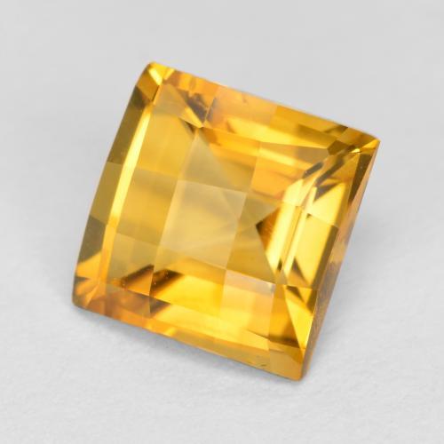Deep Golden Orange Цитрин Камень - 1.8ct Квадрат Шахматная (ID: 574153)