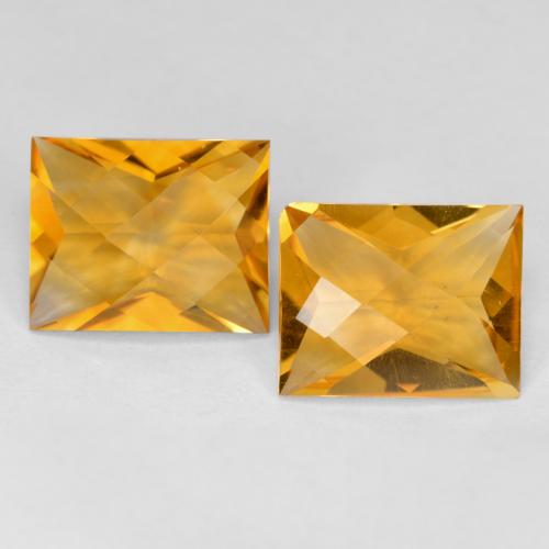 Deep Orange-Gold Citrine Gem - 3ct Baguette Checkerboard (ID: 574164)