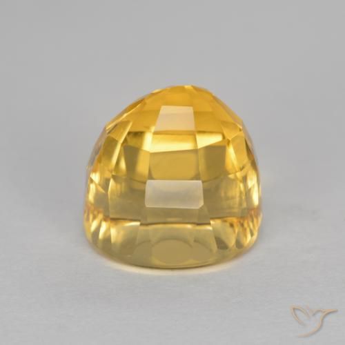 2.95 ct Golden Citrine Stone, Natural Citrine in Bullet Shape Checkerboard Shape for Sale