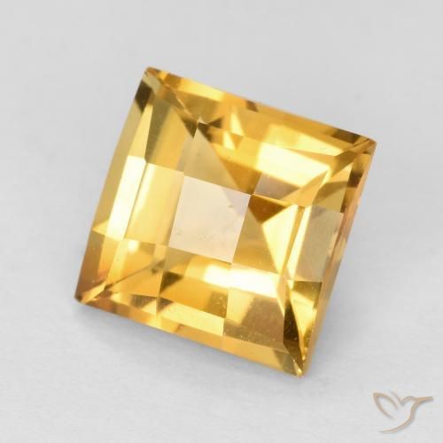 1.72 ct Golden Citrine Stone, Natural Citrine in Square Checkerboard Shape for Sale