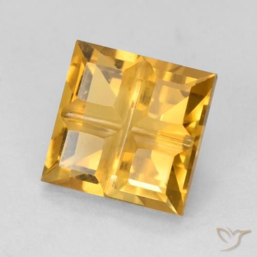 1.67 ct Golden Citrine Stone, Natural Citrine in Square Mixed-Cut Shape for Sale
