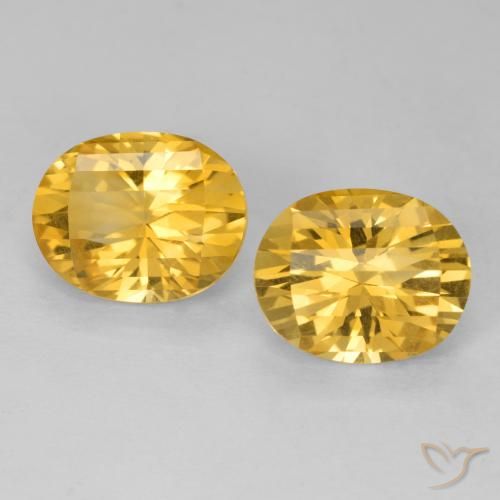 5.07 ct Yellow Citrine, 10.1 x 8.1 mm Oval Bar Cut From Brazil, Photo A