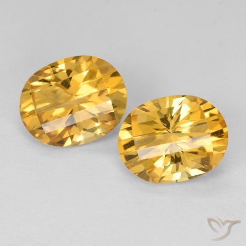 4.82 ct Yellow Citrine, 10.1 x 8.1 mm Oval Bar Cut From Brazil, Photo A
