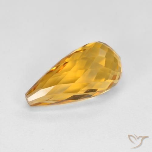 4.40ct Natural Orange-Gold Citrine, Briolette, VVS-VS