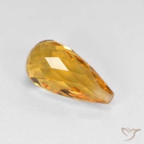 4.40 ct Golden Citrine Stone, Natural Citrine in Half-Drilled Briolette Shape for Sale