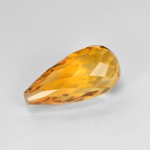 Deep Orange-Gold Цитрин Камень - 4.3ct Бриолет с глухим отверстием (ID: 574317)