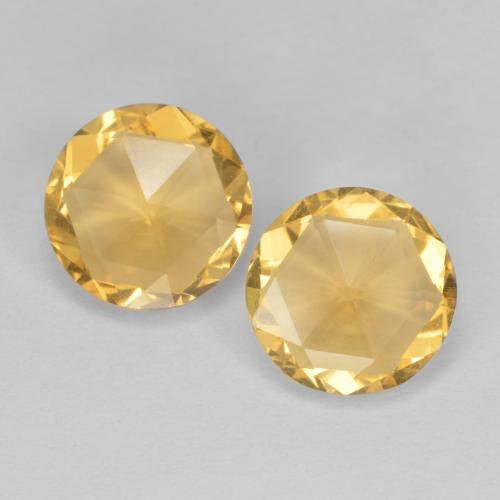 Medium Gold Citrine Gem - 1.6ct Round Rose-Cut (double sided) (ID: 578060)