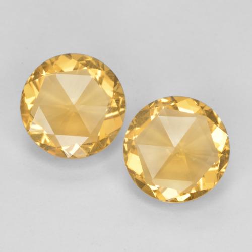 Bright Gold Citrine Gem - 1.6ct Round Rose-Cut (double sided) (ID: 578062)