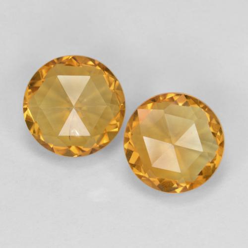 Dorado naranja intenso Citrina Gema - 1.9ct Corte rosa circular (ambos lados) (ID: 578066)
