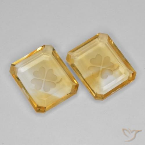 6.86 ctw Golden Citrine Stones, Natural Citrine in Carved Octagon Shape for Sale