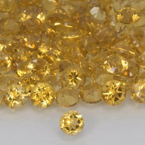 0.17 ct Golden Citrine Gemstone, Citrine Gem in Round Facet Shape for Sale.